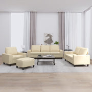Loungeset 4-delig stof crèmekleurig