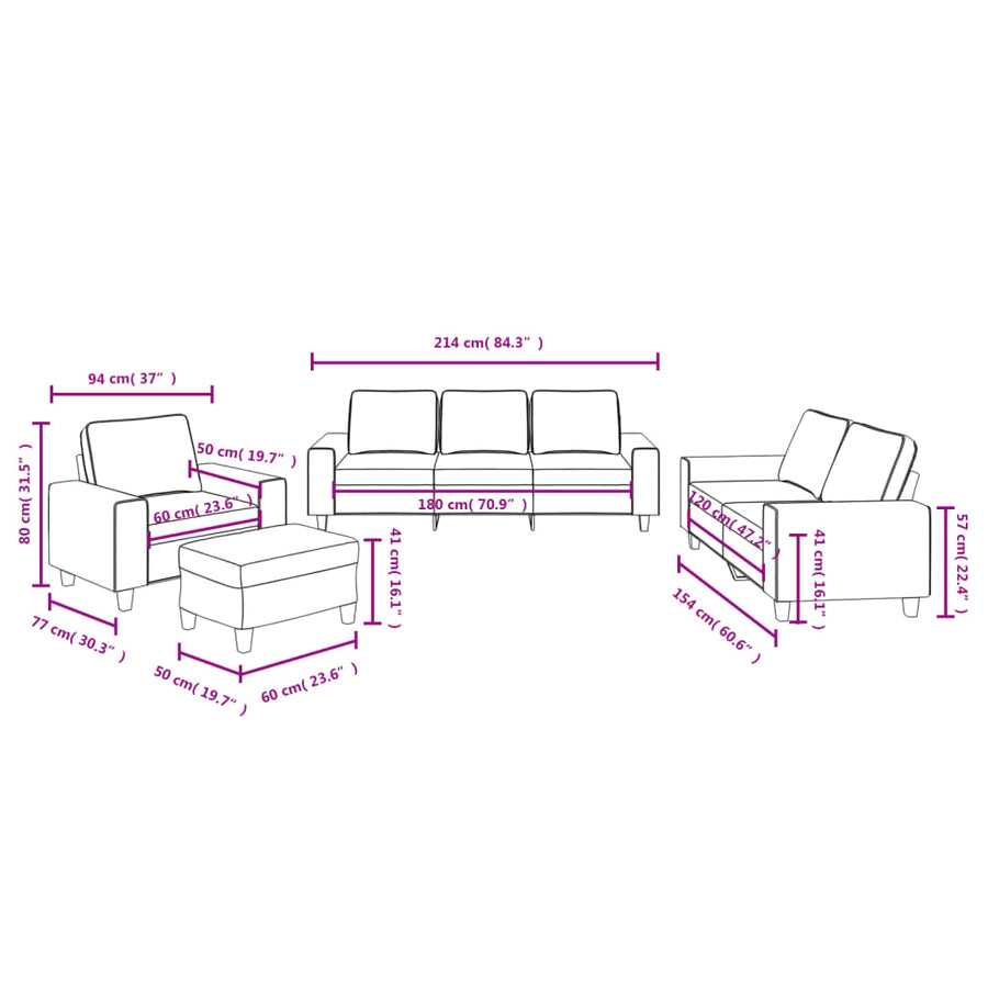 4-delige Loungeset stof bruin