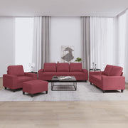 Loungeset 4-delig stof wijnrood