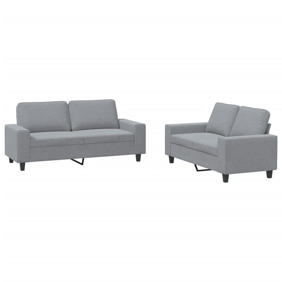 2-Delige Loungeset Stof Lichtgrijs met kussens
