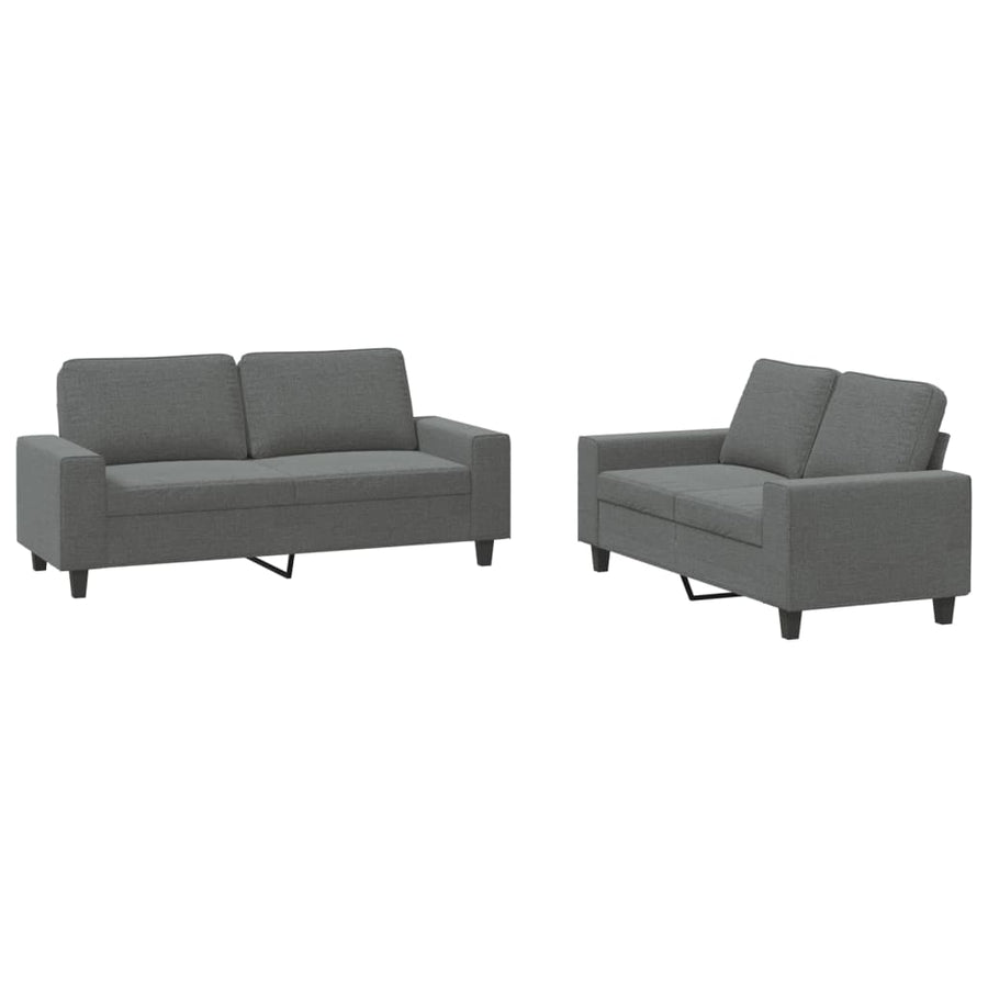 2-Delige Loungeset Stof Donkergrijs met kussens