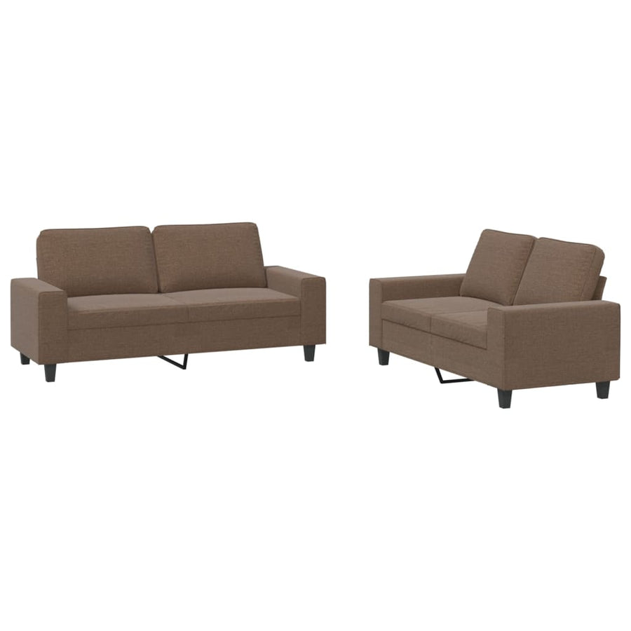 2-Delige Loungeset Stof Bruin met kussens
