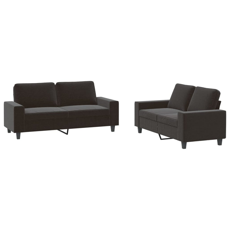 2-Delige Loungeset Stof Zwart met kussens
