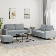 Loungeset 3-delig stof lichtgrijs