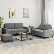 Loungeset 3-delig stof donkergrijs