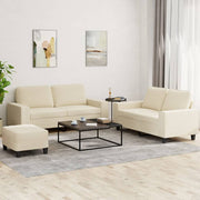 Loungeset 3-delig stof crèmekleurig
