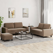 Loungeset stof bruin 2x 2-zitsbank voetenbank