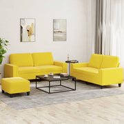 Loungeset 3-delig stof lichtgeel