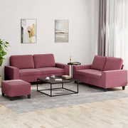 Loungeset 3-delig stof wijnrood