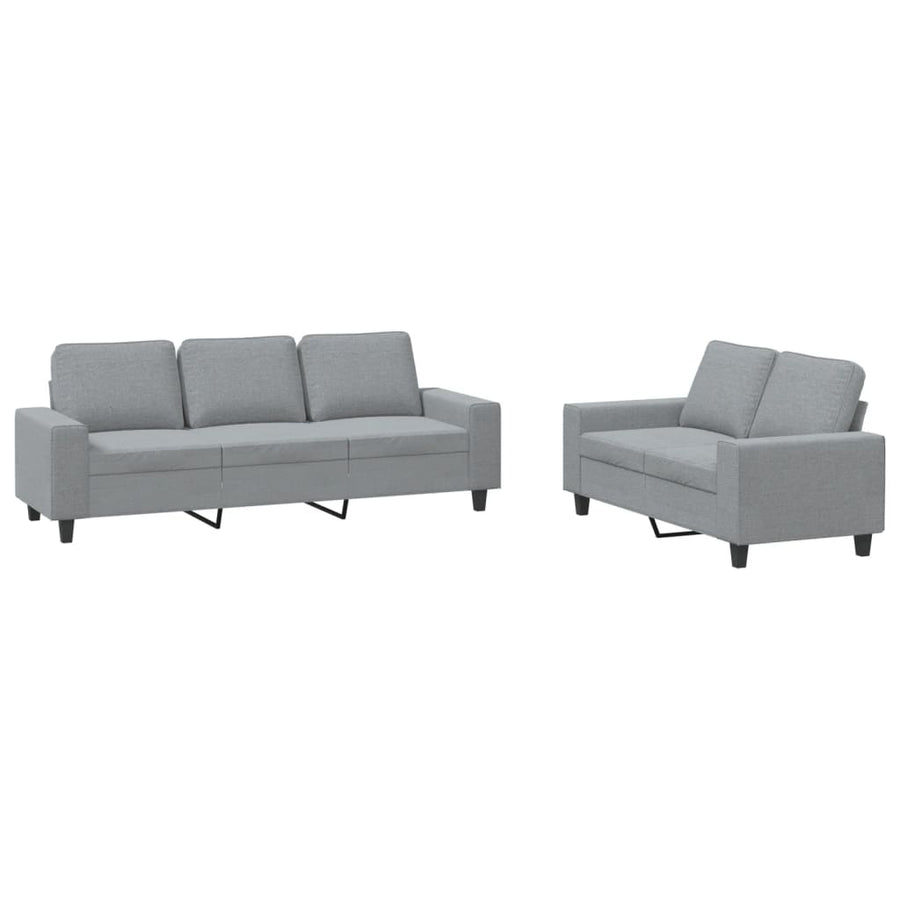 2-Delige Loungeset Stof Lichtgrijs met kussens