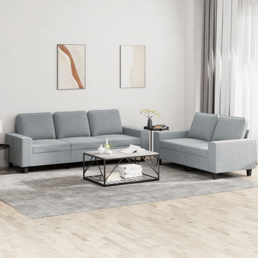 2-Delige Loungeset Stof Lichtgrijs met kussens