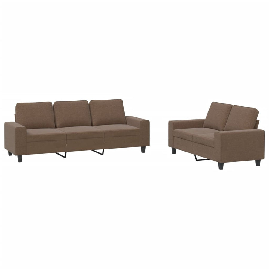 2-Delige Loungeset Stof Bruin met kussens