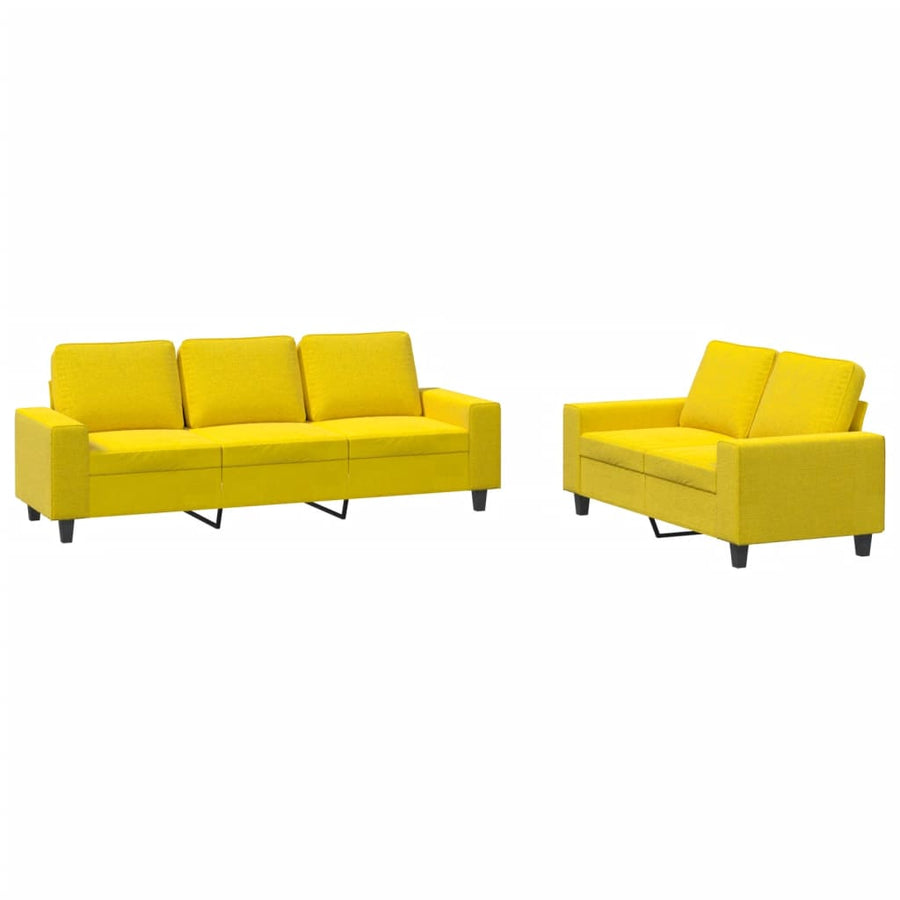 2-Delige Loungeset Stof Lichtgeel met kussens