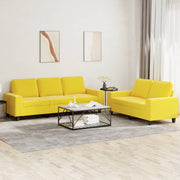 Loungeset 2-delig stof lichtgeel