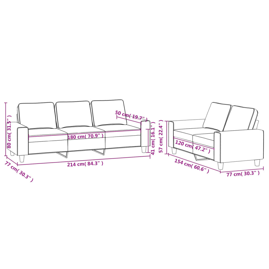 2-Delige Loungeset Stof Taupe met kussens