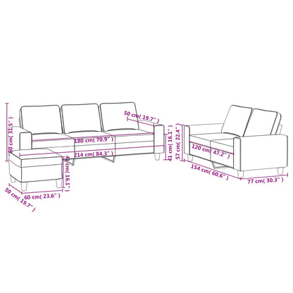 3-Delige Loungeset Stof Zwart met kussens en voetenbankje