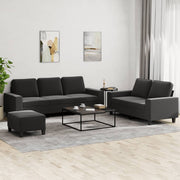 Loungeset stof 3-delig zwart