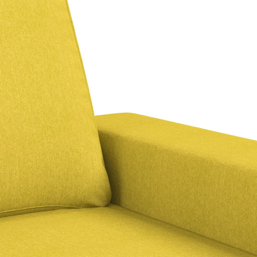 3-Delige Loungeset Stof Lichtgeel met kussens en voetenbankje