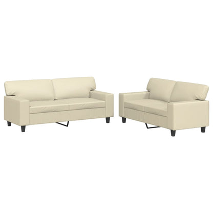 2-delige Loungeset kunstleer crèmekleurig Crème