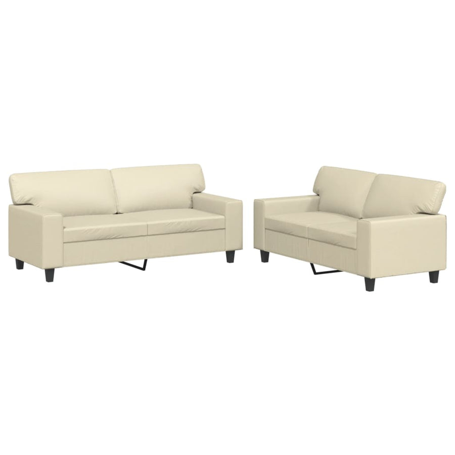 2-delige Loungeset kunstleer crèmekleurig Crème