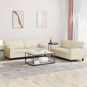 Loungeset 2-delig kunstleer crèmekleurig