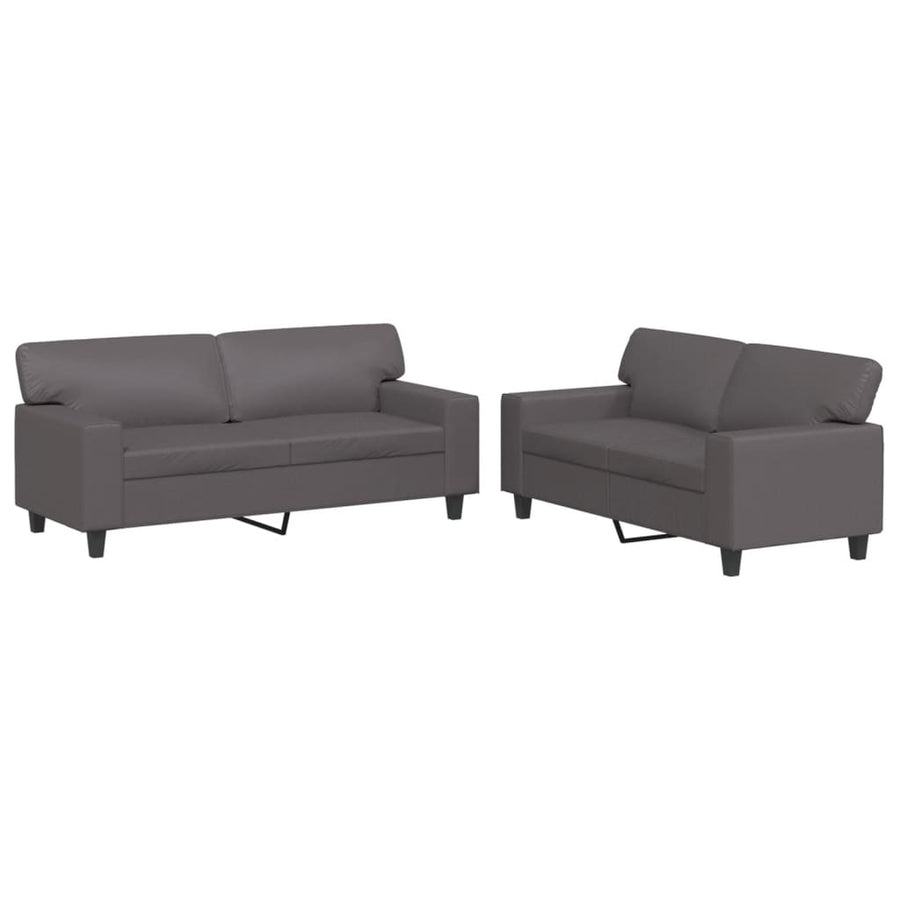 2-Delige Loungeset Kunstleer Grijs met kussens