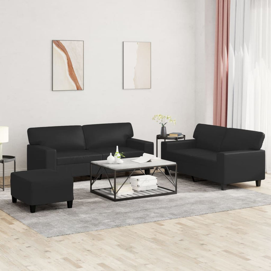 3-Delige Loungeset Met Kussens Kunstleer