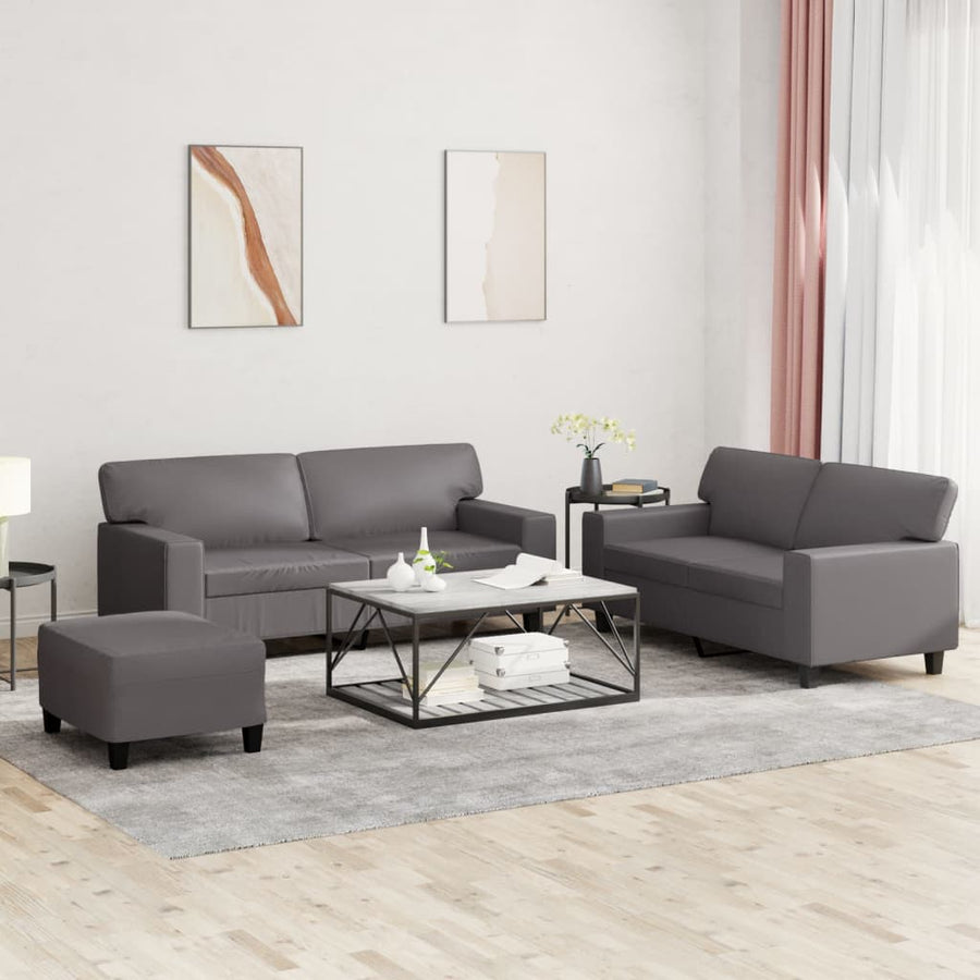 3-Delige Loungeset Met Kussens Kunstleer