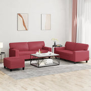 Loungeset 3-delig kunstleer wijnrood