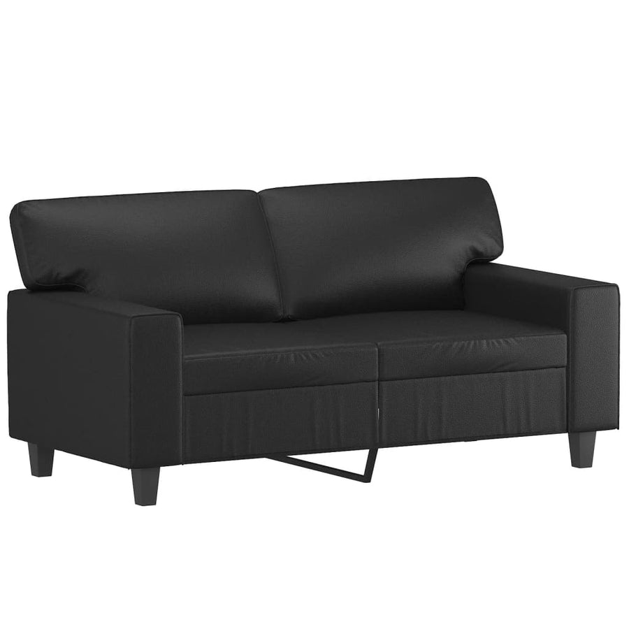 2-delige Loungeset met kussens kunstleer zwart Zwart met kussens