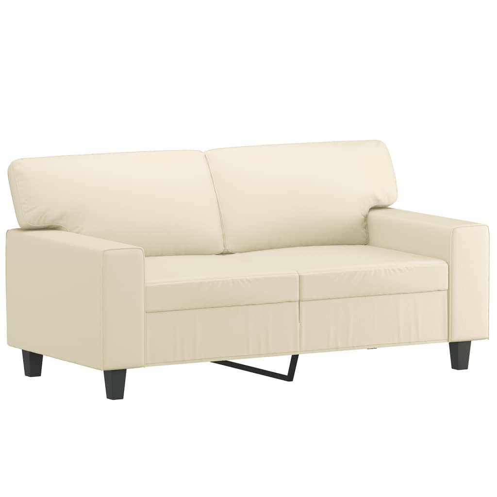 2-delige Loungeset met kussens kunstleer crèmekleurig