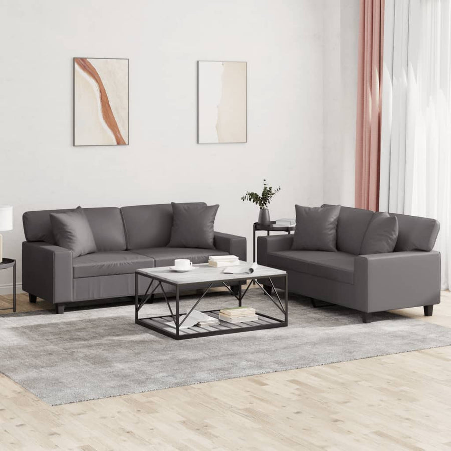 3-Delige Loungeset Met Kussens Kunstleer
