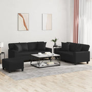Loungeset 3-delig kunstleer zwart