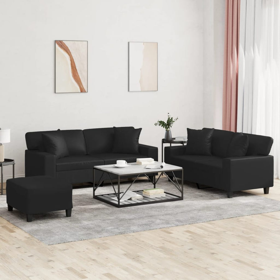3-Delige Loungeset Met Kussens Kunstleer