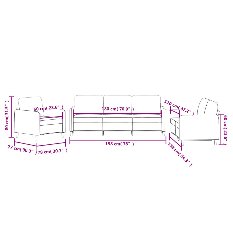 3-delige Loungeset fluweel lichtgrijs Lichtgrijs