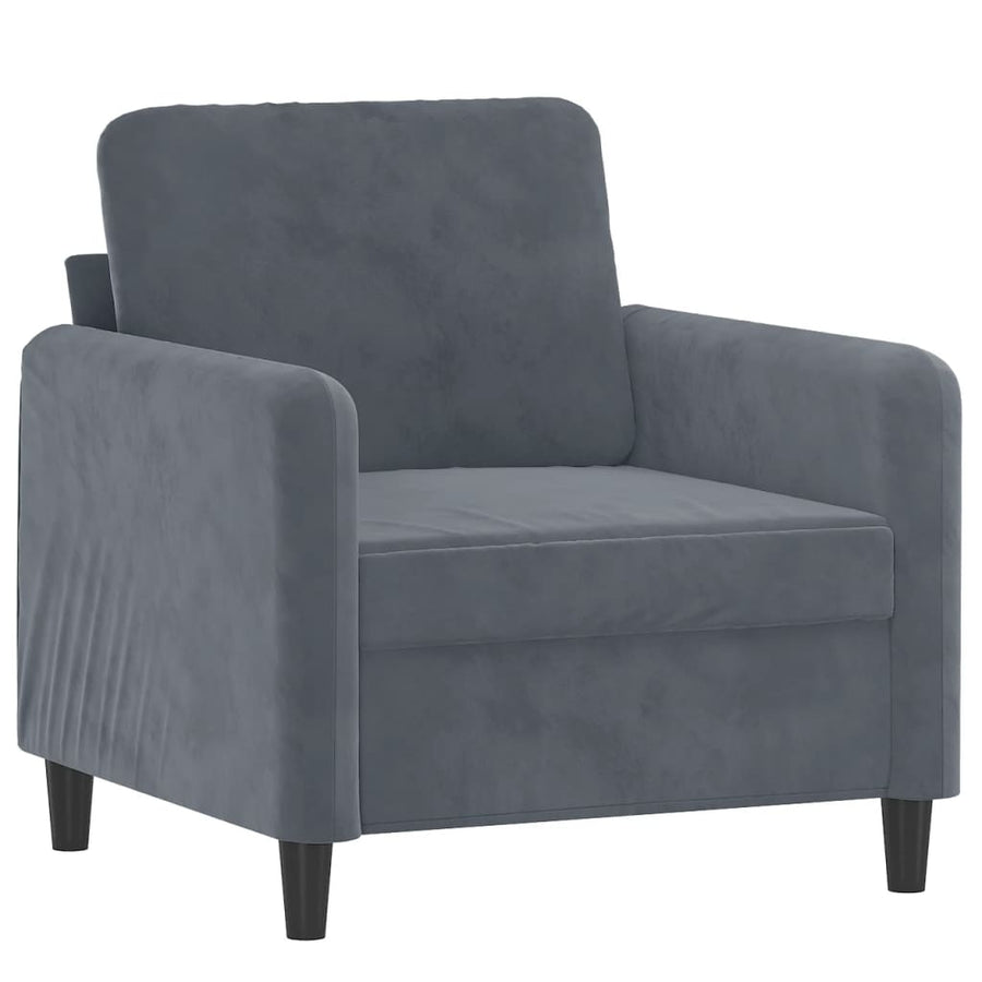 3-delige Loungeset fluweel donkergrijs Donkergrijs