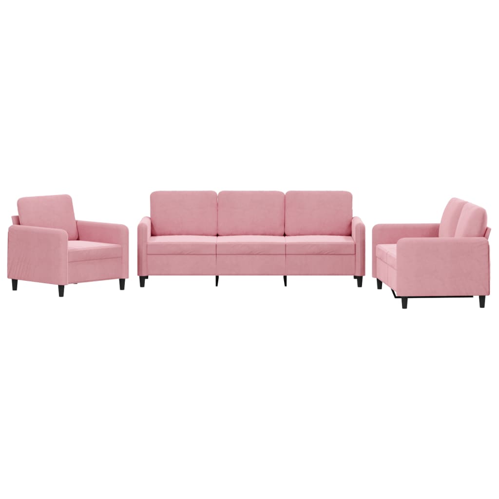 3-delige Loungeset fluweel roze Roze