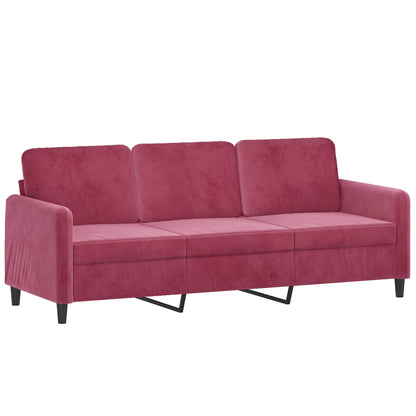 3-delige Loungeset fluweel wijnrood