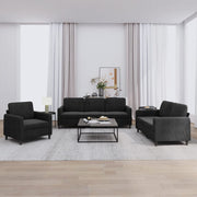 Loungeset 3-delig fluweel zwart