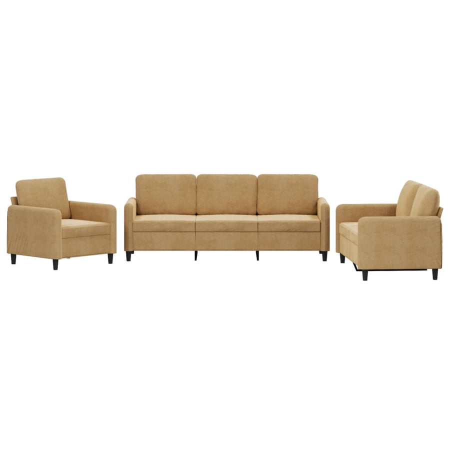 3-Delige Loungeset Fluweel Bruin met kussens