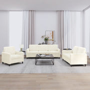 Loungeset 3-delig fluweel crèmekleurig