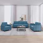 3-Delige Loungeset Fluweel Blauw met kussens