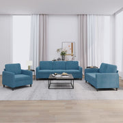 Loungeset 3-delig fluweel blauw