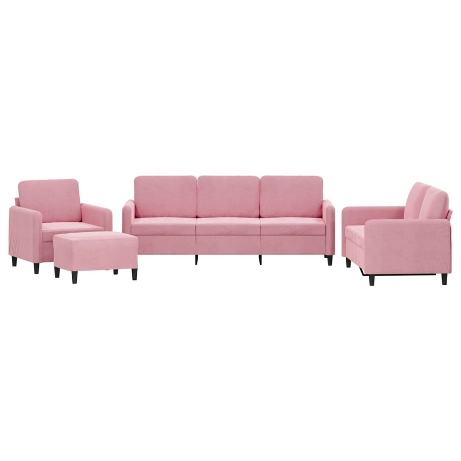 4-delige Loungeset fluweel roze