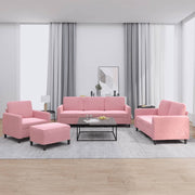 Loungeset 4-delig fluweel roze