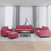 Loungeset 4-delig fluweel wijnrood