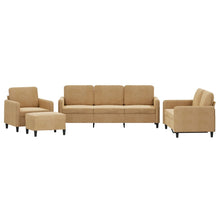 4-Delige Loungeset Fluweel Bruin met kussens en voetenbankje