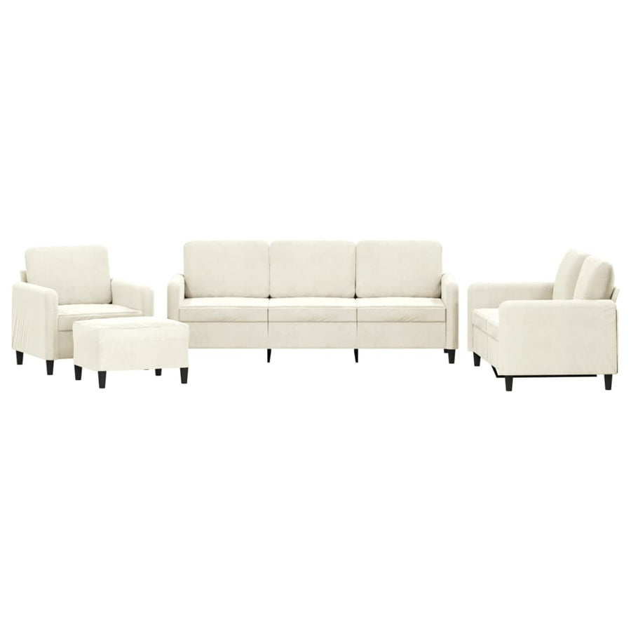 4-delige Loungeset fluweel crèmekleurig