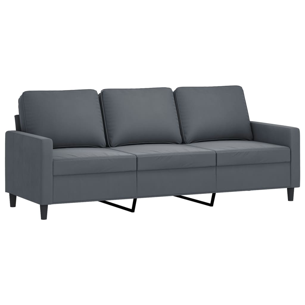 3-Delige Loungeset Fluweel Donkergrijs met kussens