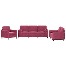 3-delige Loungeset met kussens fluweel wijnrood